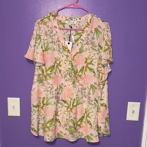 Rose & Olive Pink Floral Blouse